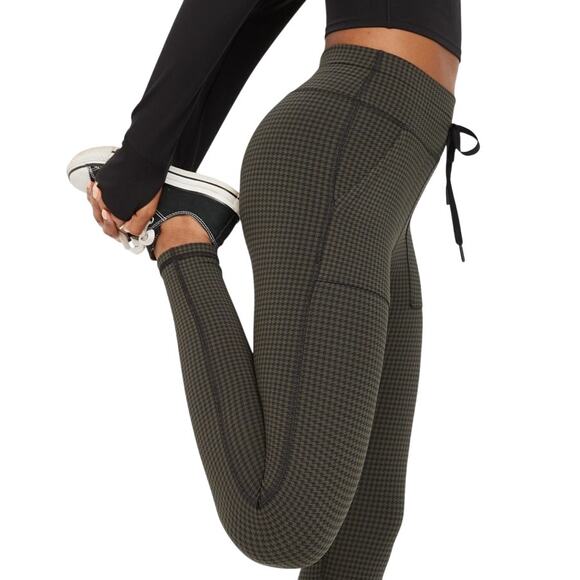 OFFLINE By Aerie Mini Houndstooth Drawcord Legging Olive Black Size S - Picture 10 of 13